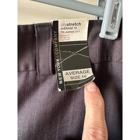 New York‎ And Company Career Pants 16 Average Women's Black Pinstripe - Picture 2 of 14